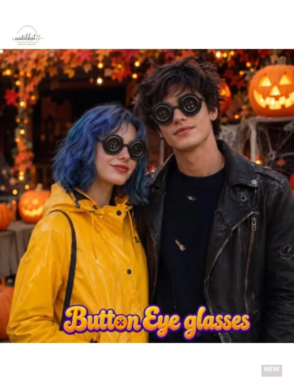 Button Eye Glasses Halloween Costume Cosplay Party Accessories Round